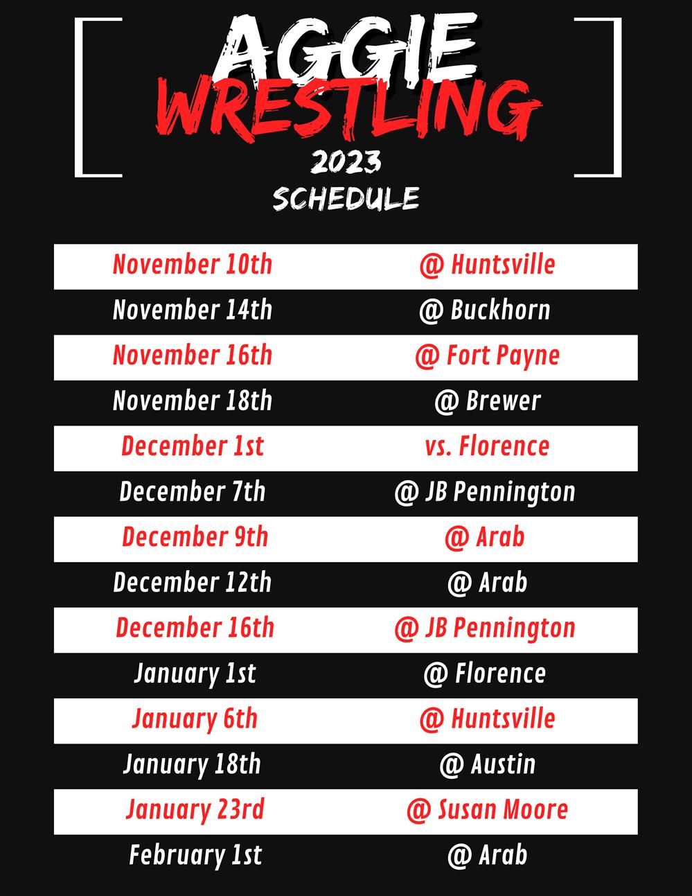  2023 Wrestling Schedule